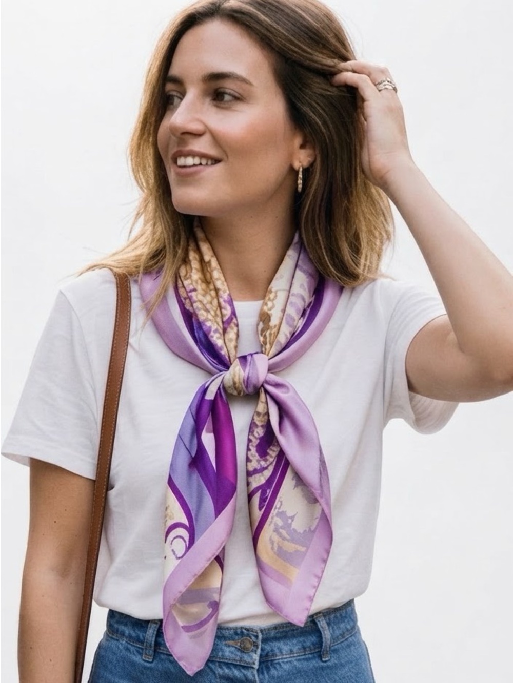 Silk like Pink Purple abstract Scarf